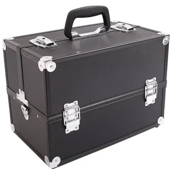 

Large Aluminum Alloy Multifunctional Makeup Case Makeup Train Case Jewelry Box Organizer with Carry Handle