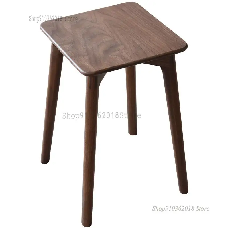 Household Small Square Stool Solid Wood Cherry Black Walnut Makeup Shoe Changing |