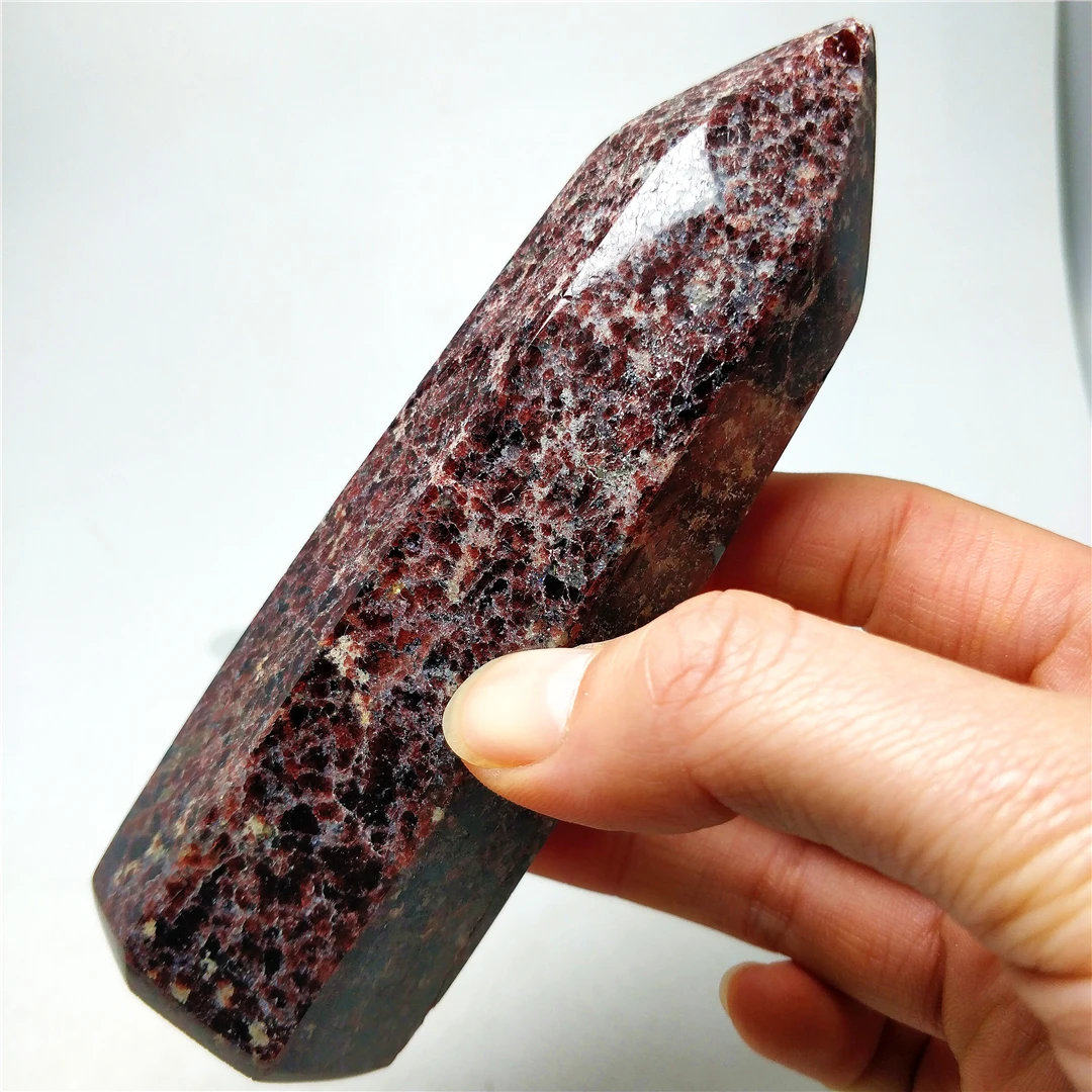 Natural Semi - Gemstone Single - Pointed Burgundy Garnet Crystal Raw Mineral Specimen Polished Healthy Healing Tower 5