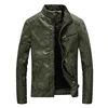Green Faux Leather Jacket for Men, Padded Thin Velvet Motorcycle Coat, Casual Outwear, Loose Overcoat, Plus Size, 3XL, 5XL 1