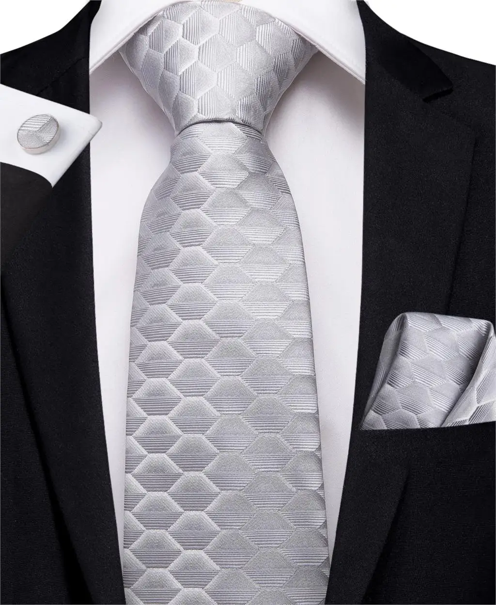 MJ-7224 DiBanGu дизайнерские 18 цветов белые Серебристые мужские галстуки Hanky запонки набор шелковых галстуков для мужчин свадебные вечерние деловые мужские галстуки - Цвет: MJ-7224