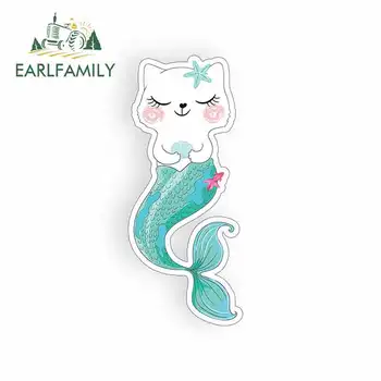 

EARLFAMILY 13cm x 13cm Cat Mermaid Kitty Fine Decal Waterproof Personality Creative Stickers Vinyl Car Wrap 3D Car Stickers