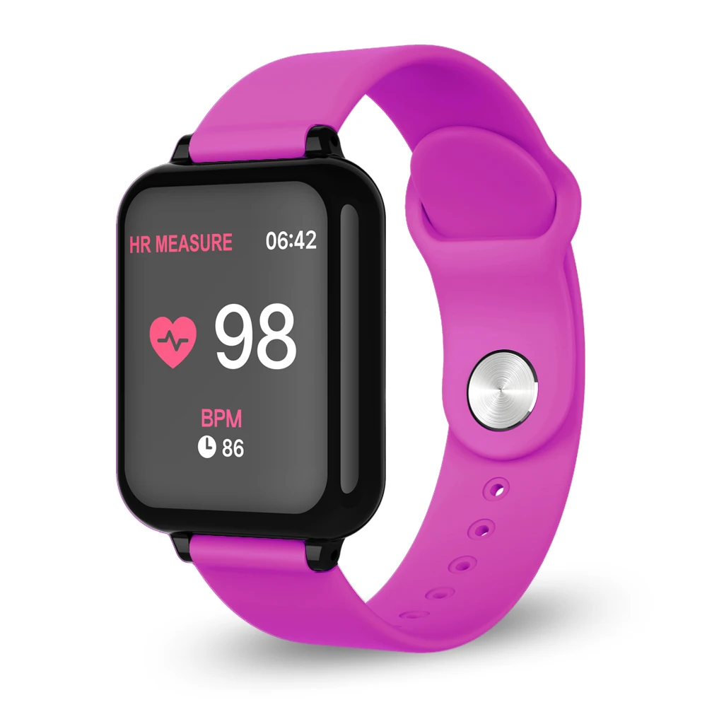 Спортивные умные часы B57, водонепроницаемые часы на системе Android, женские и мужские умные часы с сердечным ритмом, кровяное давление, умные часы для IOS телефона - Цвет: rose red
