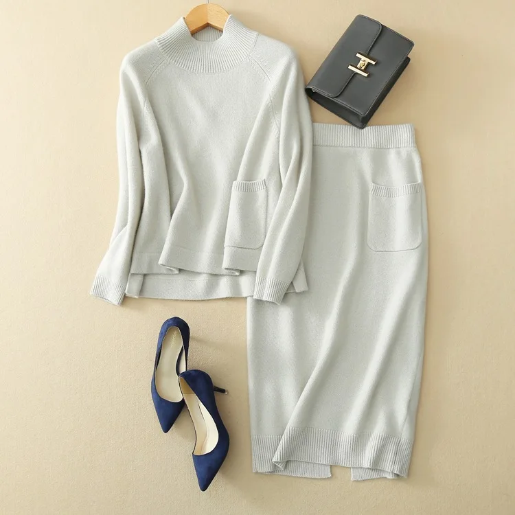 

Ozhouzhan Spring And Autumn WOMEN'S Dress New Style Pure Cashmere WOMEN'S Dress Thick Two-Piece Sweater Women's Base Cashmere Sw
