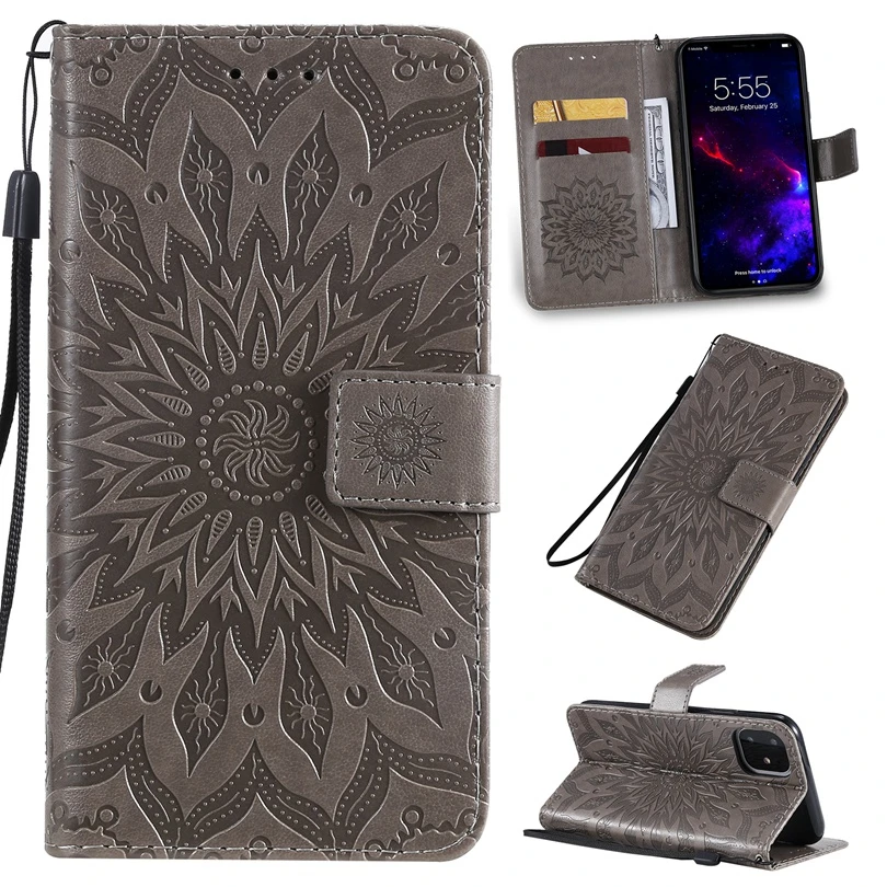 3D Wallet Flip Sunflower Leather Case For iPhone 11 Pro X XS XR Max 5 5S SE 6 6S 7 8 Plus Book Cases Soft TPU Phone Cover Fundas iphone 8 plus silicone case More Apple Devices