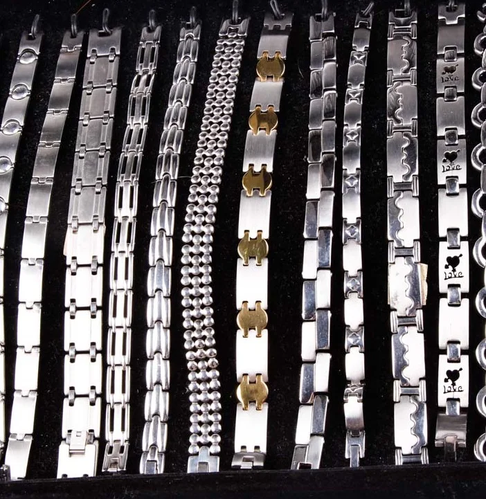 Wholesale 12pcs/Lots Mix Style Stainless Steel Jewelry Bracelets For Mens Gifts Party Wrist Cuff Bracelets Top Quality