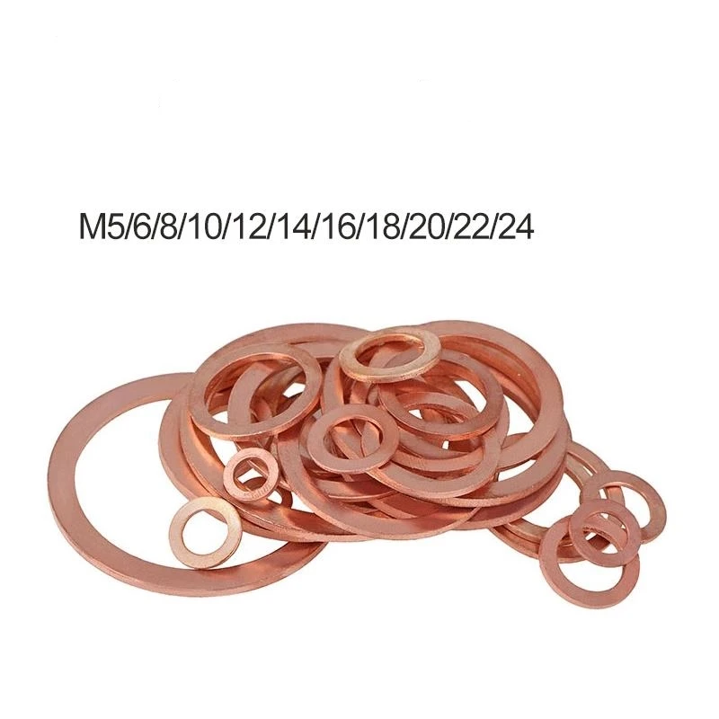 Free shipping M5 M6 M8 M10 M12 M14 M16 M18 M20 M22 M24 Boat Red Copper Crush Sealing Washer Flat Seal Gasket Ring | Обустройство дома