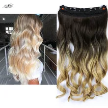 Xuanguang longo ondulado clip em uma parte extensano do cabelo metade cabecha real natural cabelo sintético clip em шиньон