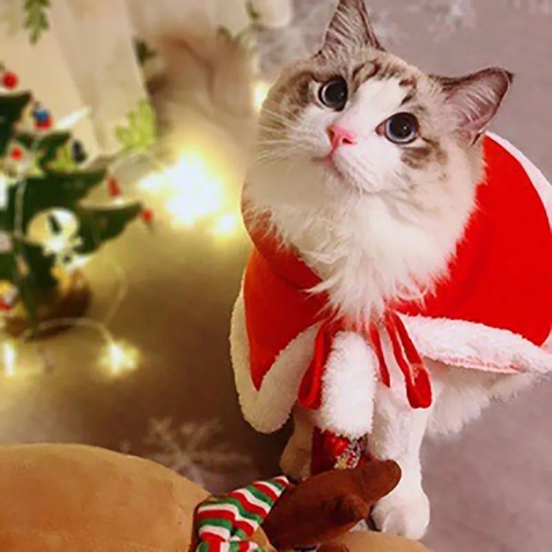 Костюм для домашних животных модные шали для кошек Щенячий одноцветные шали для домашних животных Собаки Кошки рождественские украшения фестиваль подарок одеваются