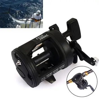 

Portable Plastic Black Trolling Reel Road Fishing Sea Drum Wheel Dripping Wheel Spool Gear Metal Rocker Boat Fishing Reel