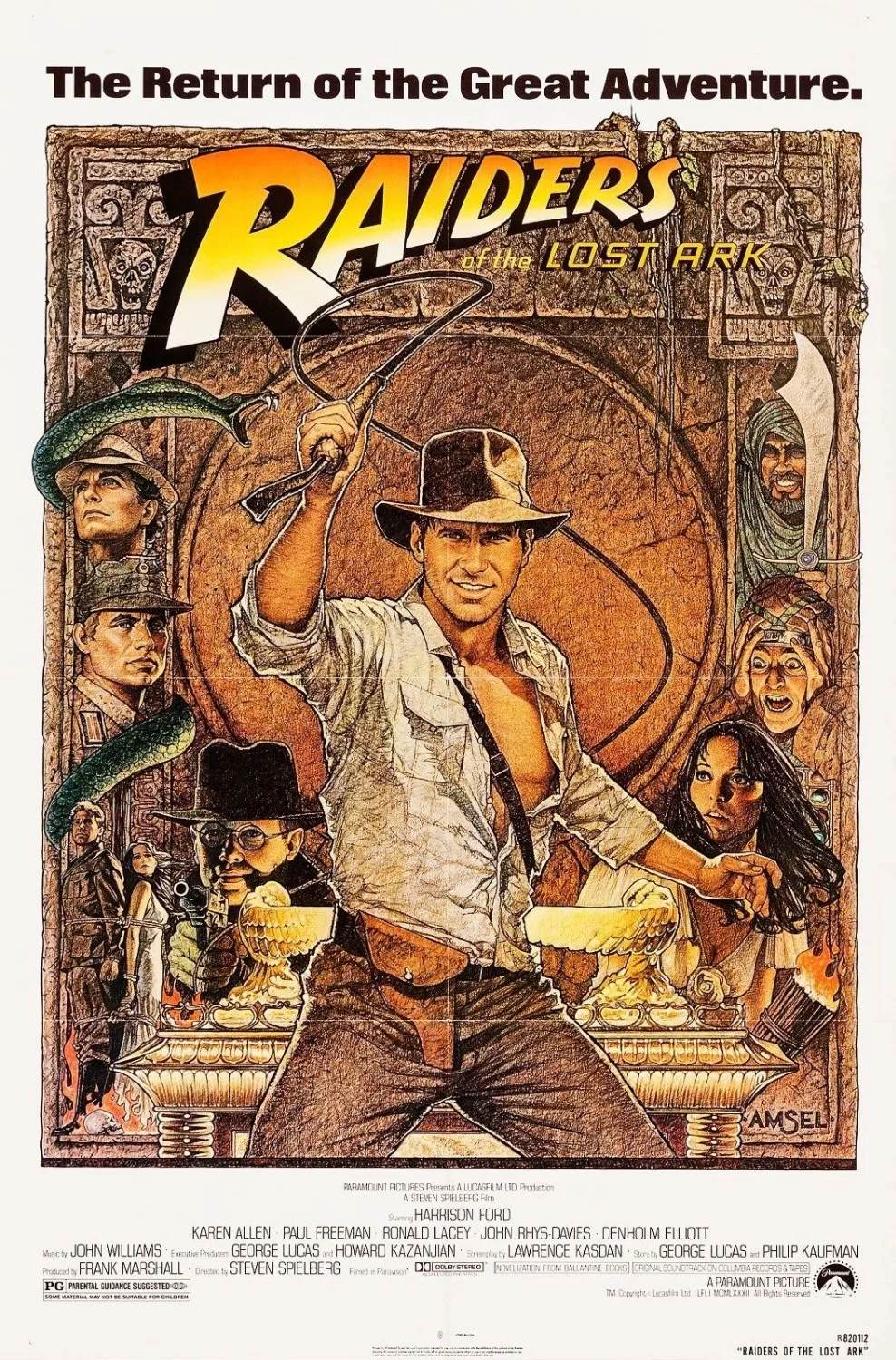 Картина RAIDERS OF THE LOST ARK (1981) шелковая фотокартина 24x36 дюймов | Дом и сад