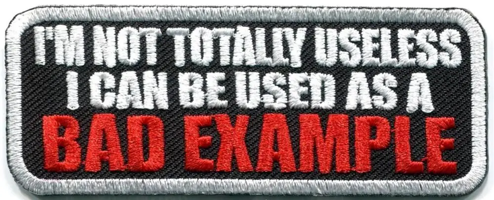 Hot! Bad Example humor biker funny retro rockabilly applique iron-on patch (Size is about 3.5 * 8.9 cm) | Дом и сад