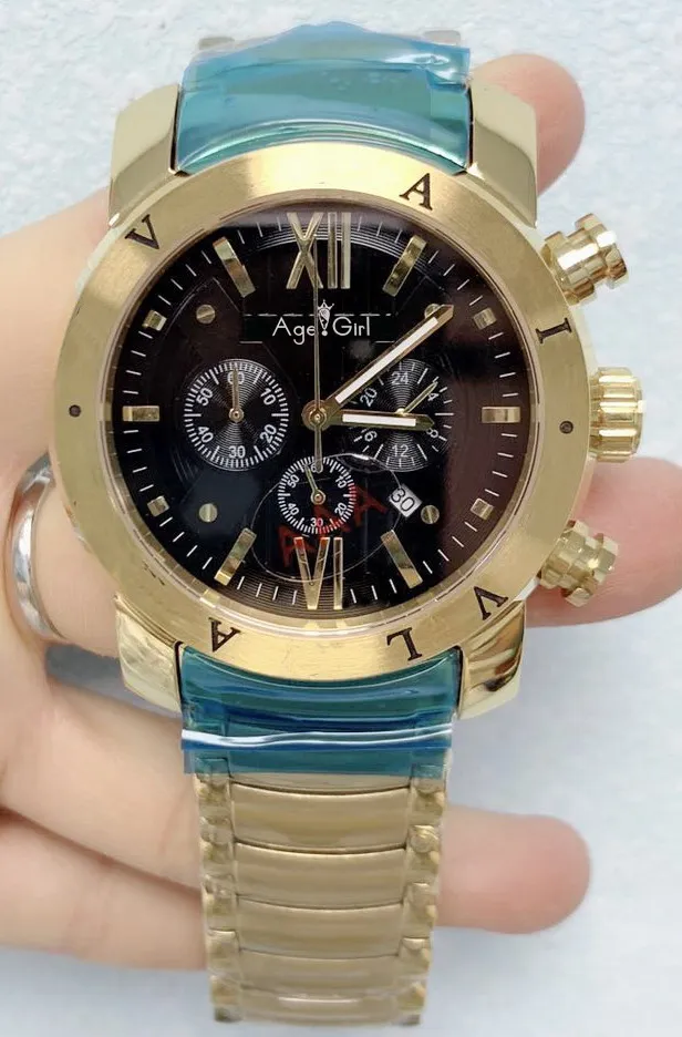Luxury Brand New Men Stainless Steel Yellow Gold Silver Black White Chronograph Sapphire Waterproof Classic Diagono Sports Watch