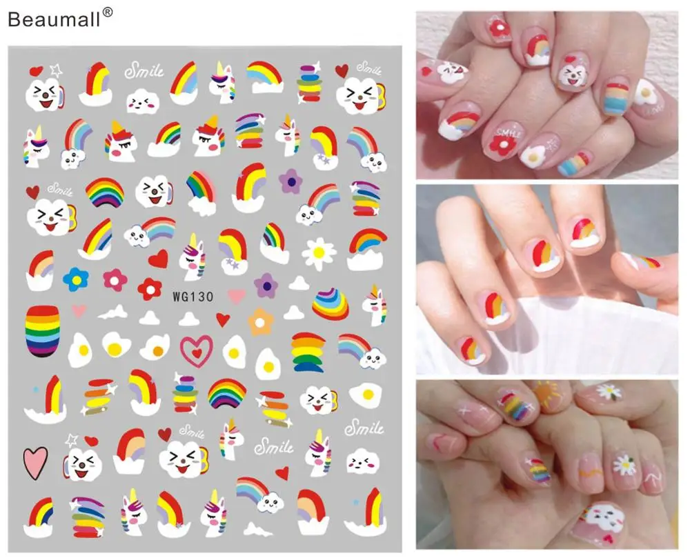 Мультфильм Тип лак для ногтей задний клей деколь декорации ногтей наклейки для ногтей Советы красоты - Цвет: WG130