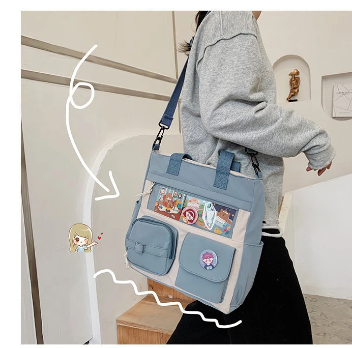 Cute Series Kawaii Bag Japanese for Girls Large Ita Bag Purse Student School Bag Girls Crossbody Bag Clear Pocket Shoulder Bag