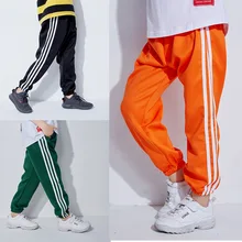 Детские штаны в стиле хип-хоп, спортивные штаны с тремя полосками в стиле ретро для мальчиков и девочек, штаны с широкими штанинами, костюм в стиле хип-хоп