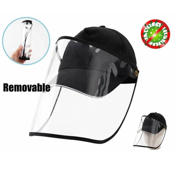 

New Design Protective Hat Cover Foldable Anti-Fog Saliva Baseball Cap Summer Cap Dustproof Cover Detachable Cotton Black Hat