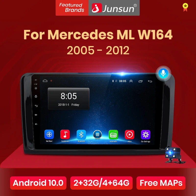 Junsun V1 pro 2G + 128G Android 10 для Mercedes ML W164 GL GL320 ML350 ML500 X164 GL350 GL450 2005 2012 автомобильное радио