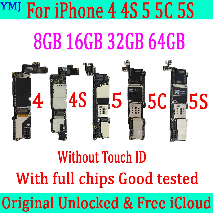 Free iCloud For iphone 4 4s 5 5c 5s Motherboard without Touch ID 100% Original Unlocked with full chips logic board good tested | Мобильные