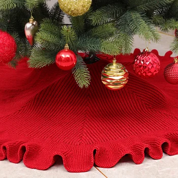 

1pc Christmas Tree Skirt Durable Drape Edge Reusable Decorative Round Christmas Tree Carpet Bottom Skirt Bottom Apron Scene Deco
