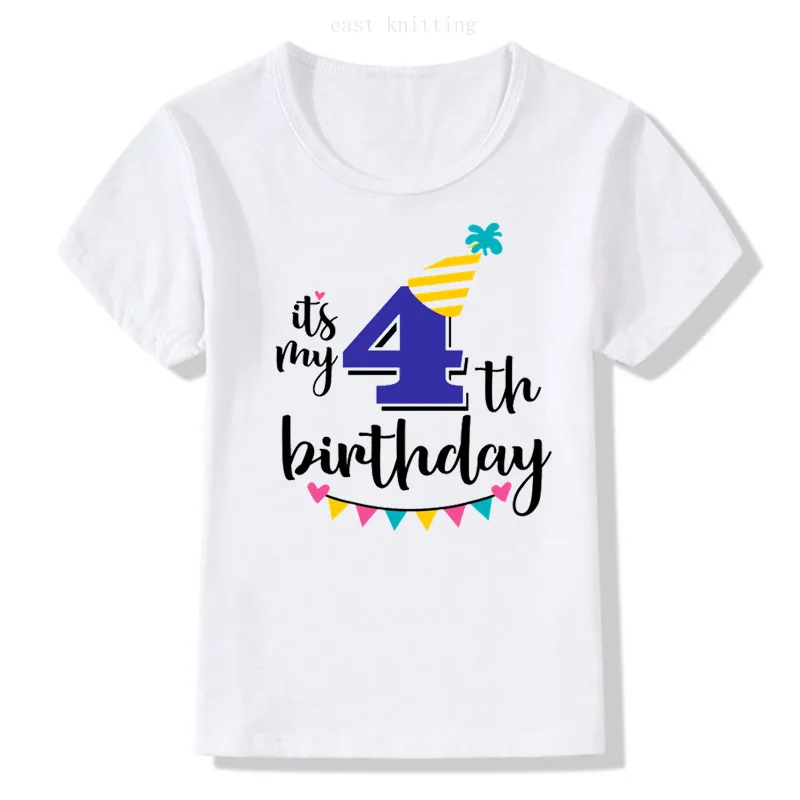 Новые детские летние футболки для дня рождения для мальчиков и девочек, футболка с короткими рукавами, Размер 1, 2, 3, 4, 5, 6, 7, 8, 9 лет, Детская праздничная одежда, футболки, топы - Цвет: CT5432