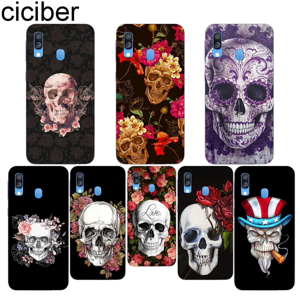 

ciciber Sugar Skull Flower for Samsung A50 A70 A40 Phone Case for Samsung Galaxy A30 A20 A60 A10 A20e A80 Soft TPU Cover Capa