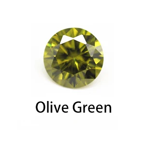 1.0~10.0mm AAAAA Various Color Loose Cubic Zirconia Stone Round Brilliant Cut CZ Stone Synthetic Gems For Jewelry Free Shipping Olive Green