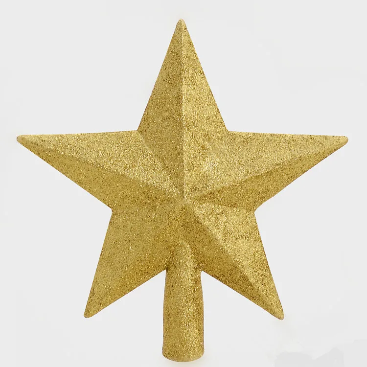 

5.9inch Hot Sale New Cute Gold Powder Christmas Star Christmas Tree Toppers Xmas Tree Top Stars Decoracion De Navidad Dorado