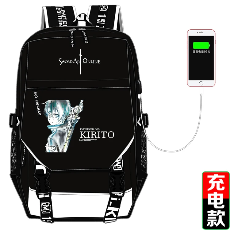 Style 18 Аниме Sword Art Online SAO USB Рюкзак Школьная Сумка для женщин и мужчин дорожные сумки косплей дети ученик школьная сумка подарок - Цвет: Style 18