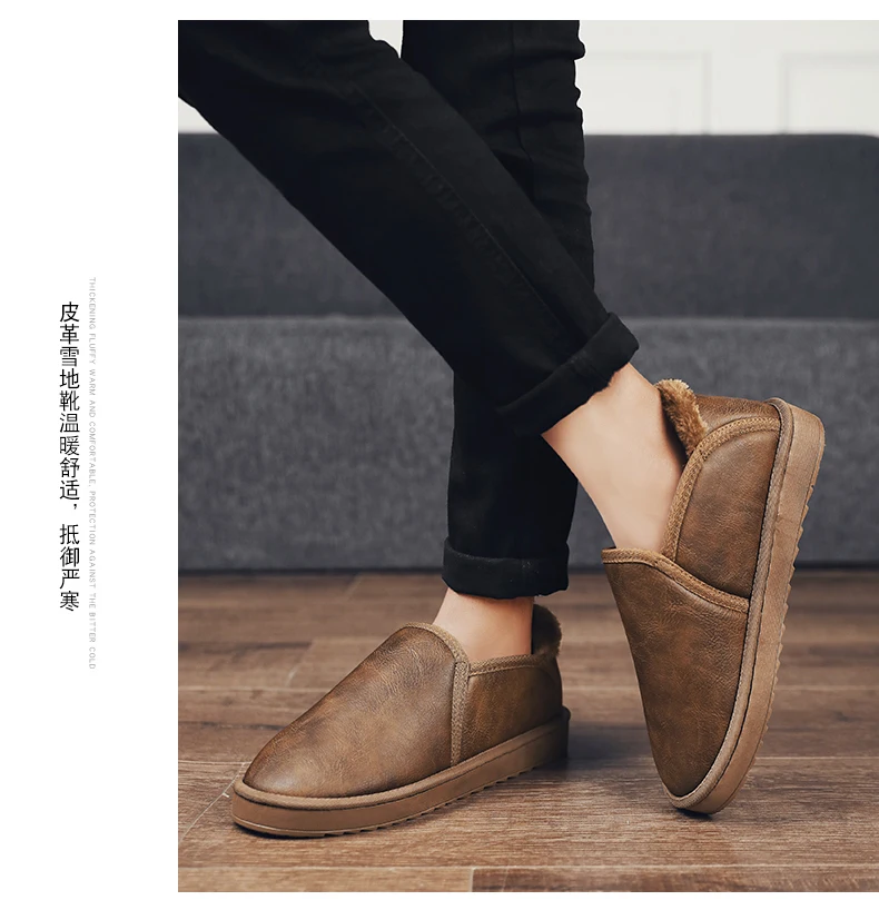 Leather Ankle Men Boots Casual Shoes Cheap Outdoor Waterproof Work Safety Shoes Mens Snow Boots Sneakers Warm Military Boots