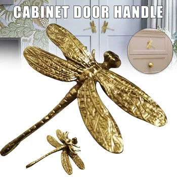 

Pure Copper Dragonfly Shape Handles Gold Drawer Cabinet Door Cupboard Pulls Knobs Household In Stock