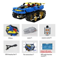 

Electric Building Blocks Rc Racing Car Bricks Off-Road Vehicle Tank Technical App Program Control Driving Toys Boy Gifts 572 Pcs