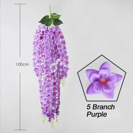 purple Xuanxiaotong 100 см шелк желтый цветок орхидеи Искусственный настенный красный фиолетовый белый розовый оранжевый Cymbidium для украшения гирлянды - Цвет: purple
