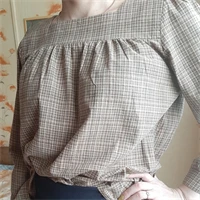 Plaid New Womens Blouses Summer Tops Femme Casual Women Shirt Long Sleeve Cotton Girls women Blouse New Blusas Solid Loose