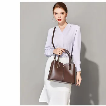 

Leather Handbags Big Women Bag High Quality Casual Female Bags Women's Tote and Shoulder Bag Lady Soft casual Solid 4-color Bags