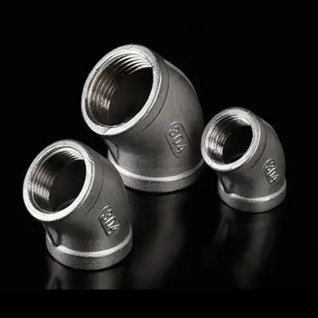 

L Type 304 Stainless Steel 45 Degree Angle Pipe Fitting Elbow Connector 3/4" Female BSP Thread for Water Fuel Gas Tube