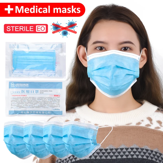 US $6.74  [in stocks]Medical Masks 3 Layers Disposable Mouth Masks Mask Antivirus Bacteria Mask Anti-Dust Mas