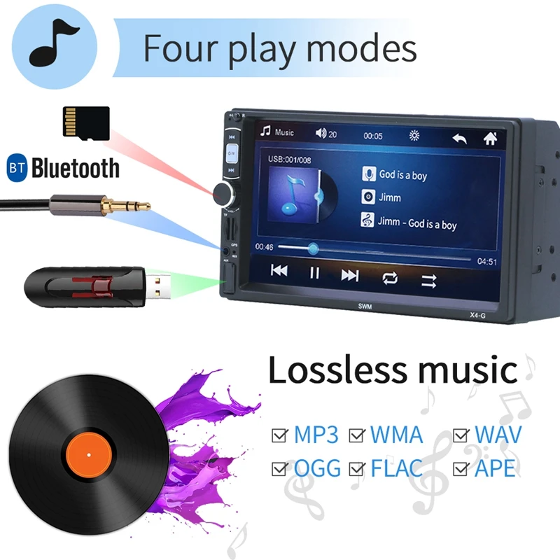 X4-G 7 дюймов 2 Din Bluetooth стерео Mp5 плеер Gps навигация головное устройство приемник Fm радио Универсальный автомобильный аудио плеер