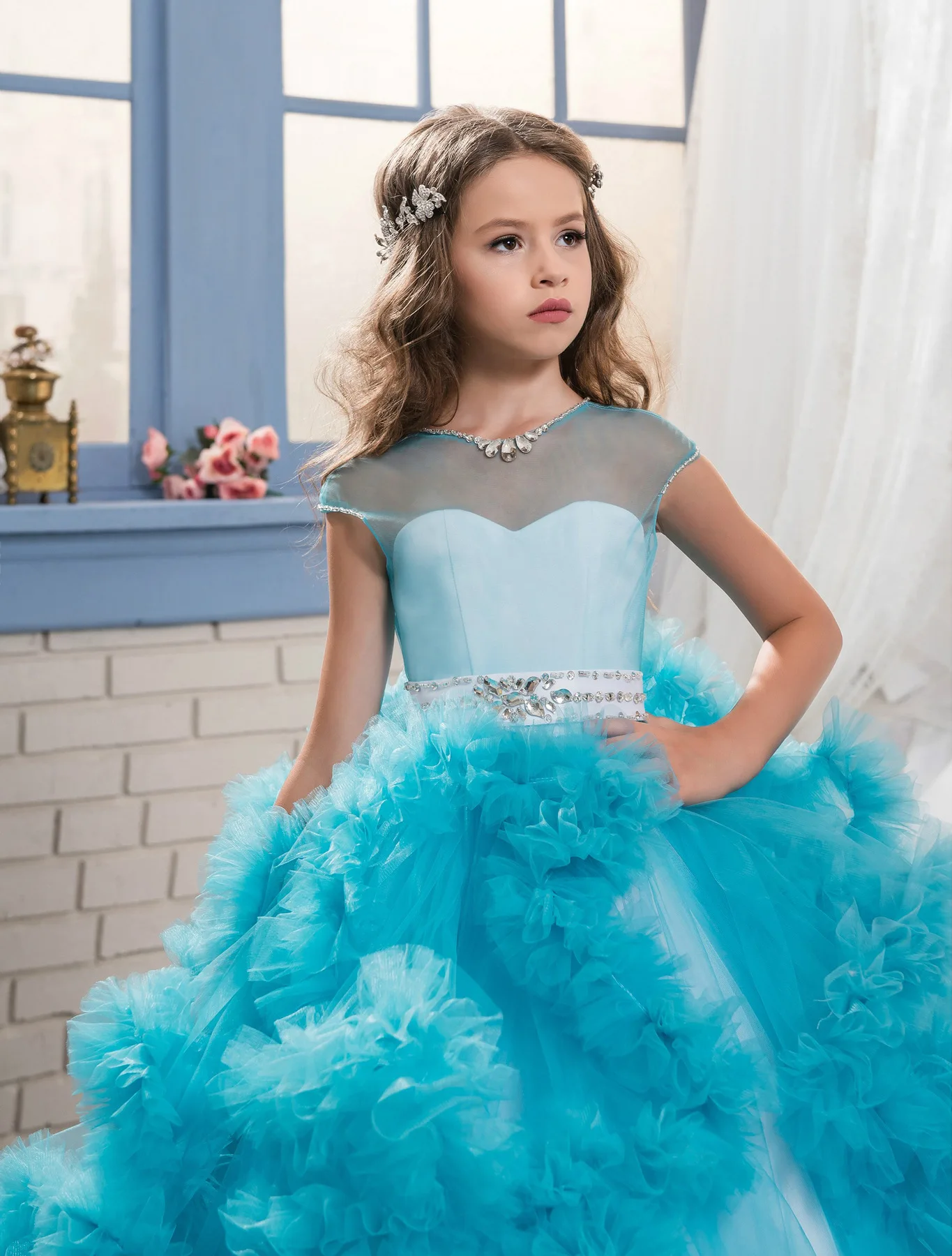 

Girls' Princess Skirt Flower Boys/Flower Girls Wedding Dress Evening Dress Mopping Long Skirts Girls Tutu Summer New Style Costu