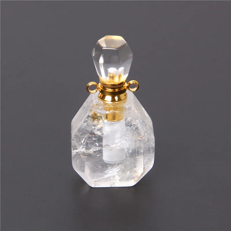 1pc Natural Pure white quartz crystal healing stone pendant Charm reiki Essential Oil Diffuser bottle for women necklace | Украшения и