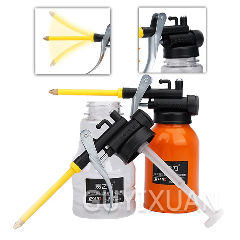 

Long mouth oiler 250ml transparent plastic oiler Lubricant oil gun 500ml high pressure metal oiler