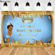 

Mocsicka Royal Little Prince Photography Background Pearl Crown Decoration Studio Props Baby Shower Photo Backdrop Banner