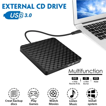 

USB 3.0 External DVD Burner Writer Recorder Portable Slim Optical Drive Burner Reader Support CD/DVD ROM CD-r/RW DVDR DVDRW