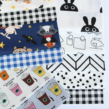 

Cartoon Fox Grid Twill Cotton Fabric Diy Patchwork Quilt Handmade Dress Cloth Bedding Blanket Home Sheets Pillow Decor Tissus