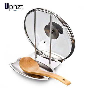 

Soup Spoon Rests Stainless Steel Pan Pot Cover Lid Rack Stand Spoon Holder Organizer Storage Tools Kitchen Accessories
