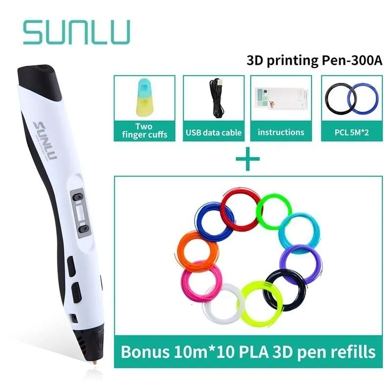 SUNLU SL-300A 3D печать Ручка с 1,75 PLA детей Scribble 3D ручки Рождественский подарок коробка набор