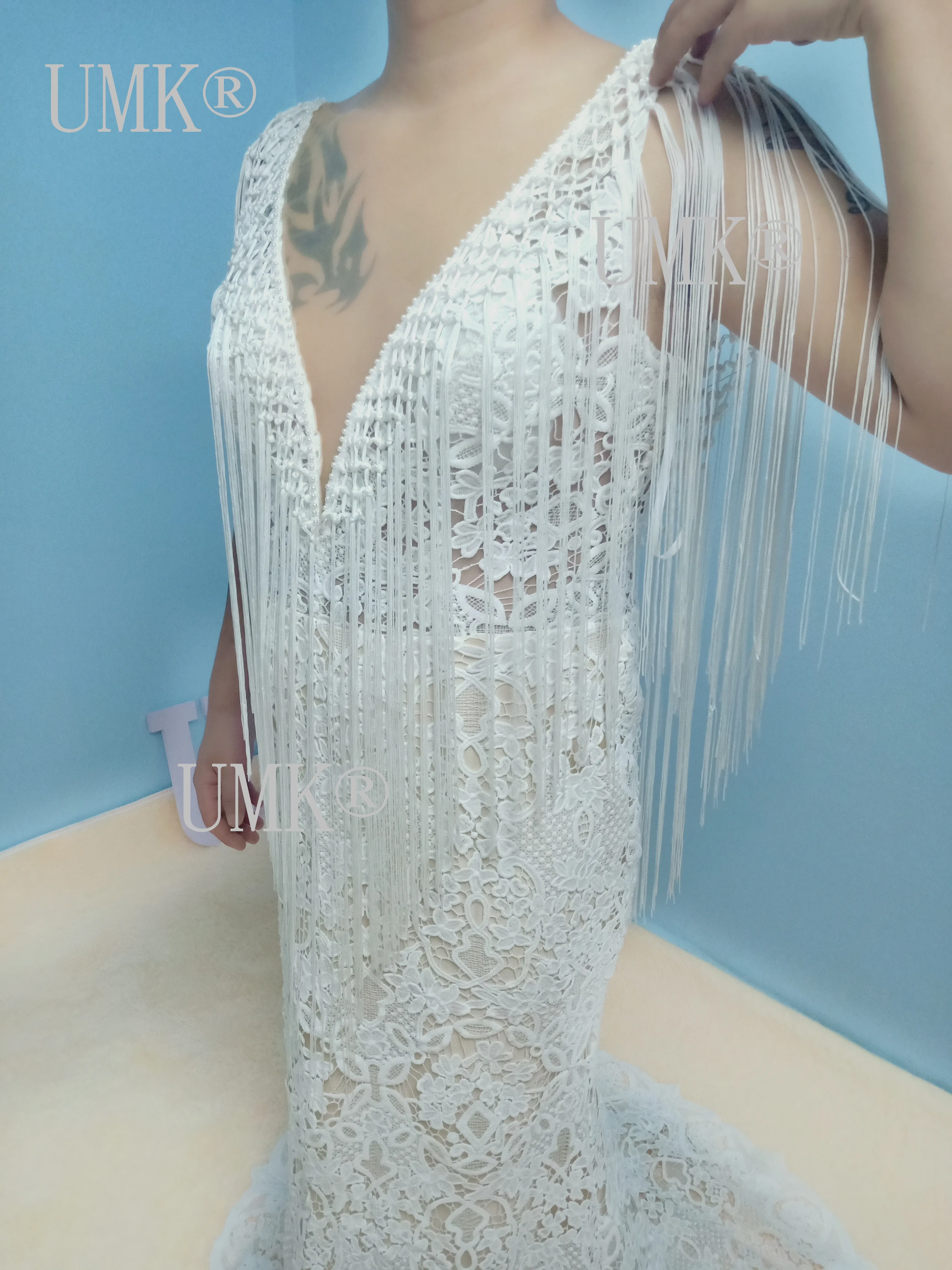Сексуальное кружевное богемное свадебное платье с кисточками и открытой спиной Vestido De Noiva прозрачные богемные свадебные платья