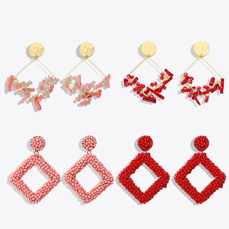New Fashion Bead Flower Drop Earrings for Women Korean Simulated Pearl Colorful Dangle Statement Charm Wedding Jewelry | Украшения и
