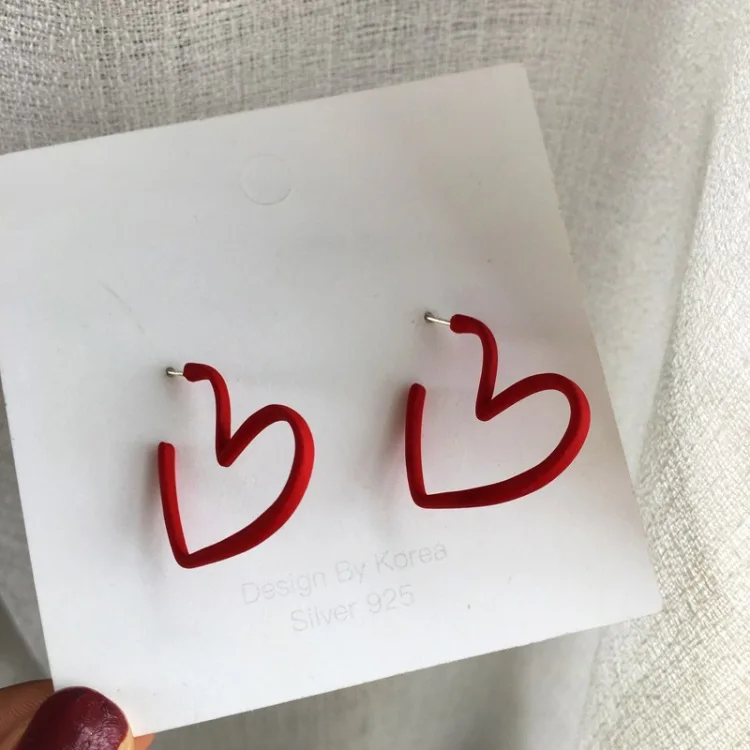 

Daily Red Hearts Girls Hoop Earrings Love Funny Bohemian Earrings
