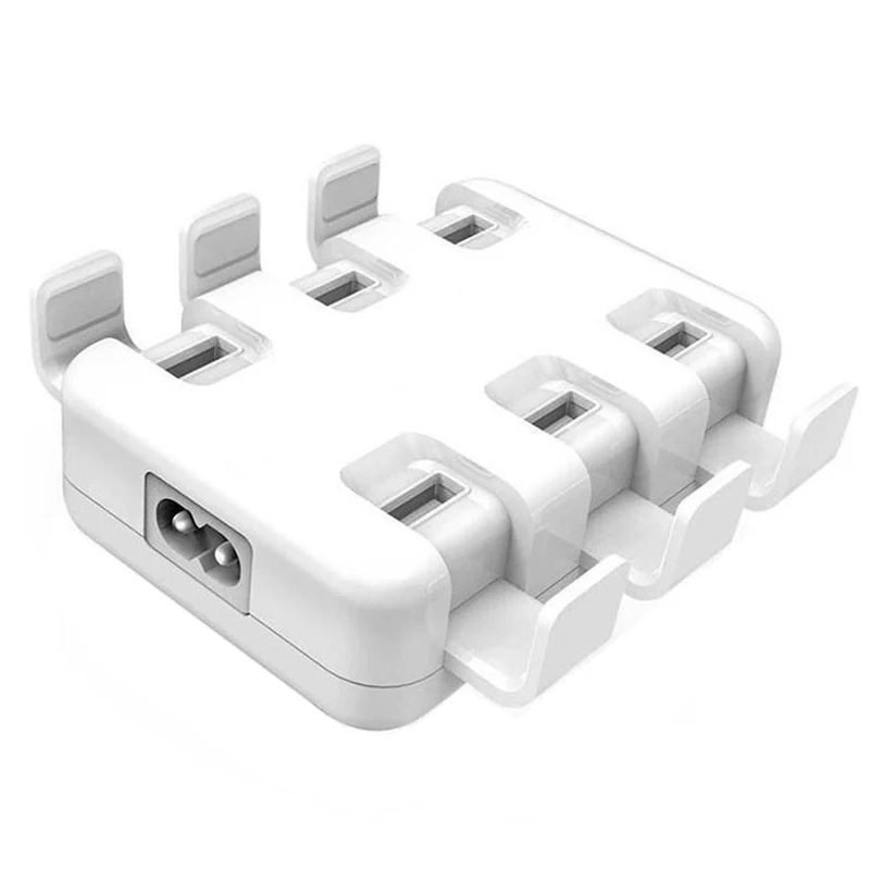 

USB Charger 6 Ports EU US Plug Mobile Phone Bracket Adapter 40W 8A Wall Dock For iPhone X 8 iPad Samsung Tablet Charging Device